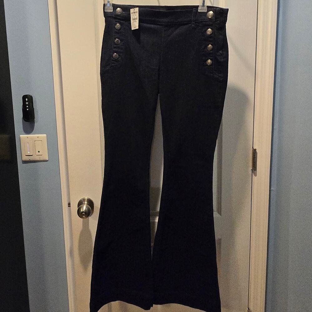 Express Women's Dark Blue Flare Wide Leg Jeans